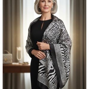 Elegant Black and White Zebra Print Shawl